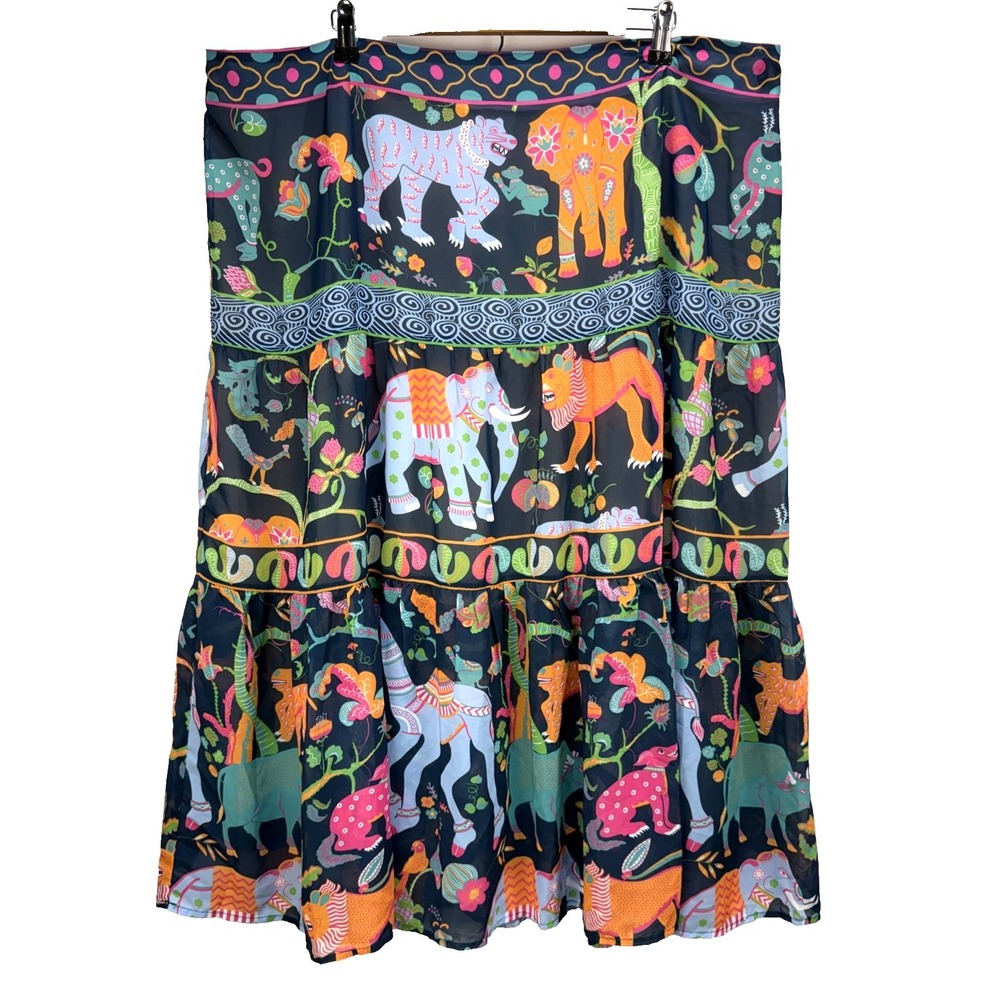 Gretchen Scott Ipanema Animal Kingdom Tiered Midi Skirt Size Diva 18 3XL